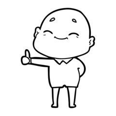happy cartoon bald man