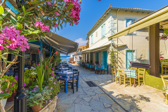 Traditional restaurant and taverna in Agios Nikitas village, Lefkada, Greece