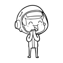 happy cartoon astronaut