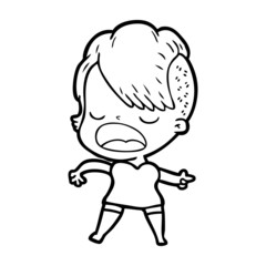 cartoon cool hipster girl talking