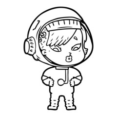 cartoon astronaut woman