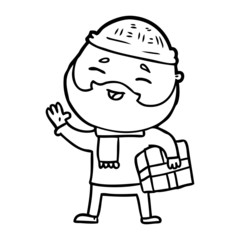 cartoon happy bearded man