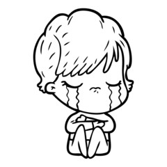 cartoon woman crying