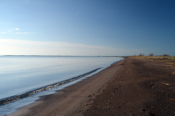 Fototapeta na wymiar Balkhash lake, central Kazakhstan. Near Priozersk - former Soviet anti-ballistic missile testing range Sary Shagan 