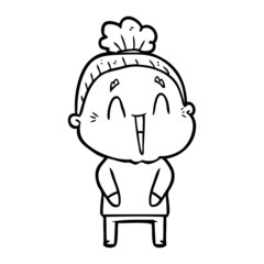 Fototapeta premium cartoon happy old lady