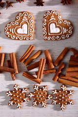 Sweet gingerbreads with white icing for the day for all lovers.