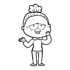 cartoon happy old lady