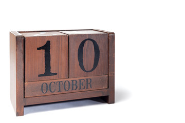Wooden Perpetual Calendar set to October 10th
