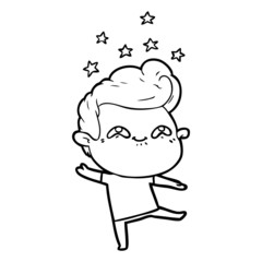 cartoon excited man