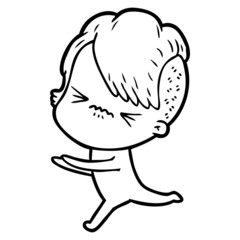 cartoon annoyed hipster girl