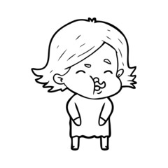 cartoon girl pulling face