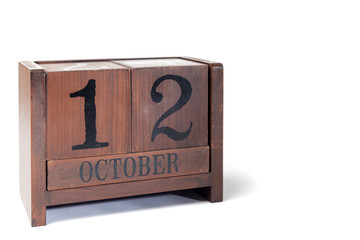 Wooden Perpetual Calendar set to October 12th
