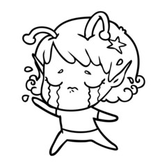 cartoon crying alien girl