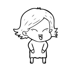 happy cartoon girl