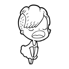 cartoon cool hipster girl talking