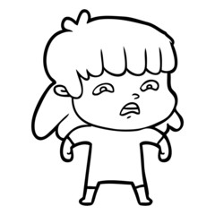 cartoon worried woman