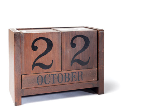 Wooden Perpetual Calendar set to October 22nd