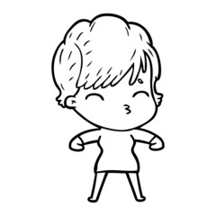 cartoon woman thinking