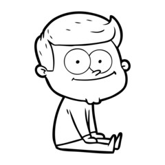 Obraz premium cartoon happy man sitting