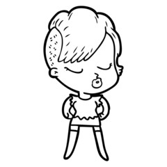 cartoon pretty hipster girl
