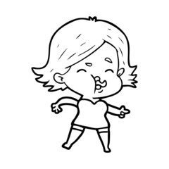 cartoon girl pulling face