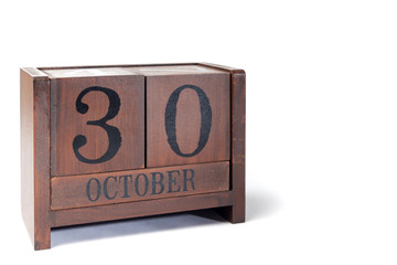 Wooden Perpetual Calendar set to October 30th