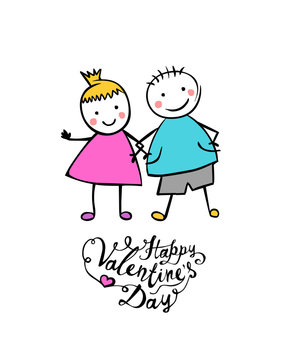Happy Valentine's Day. Vector boy and girl
