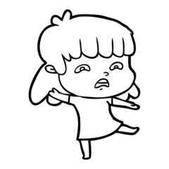 cartoon worried woman