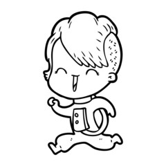 Fototapeta premium cartoon happy hipster girl wearing space suit