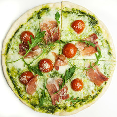 Italian pizza on white background