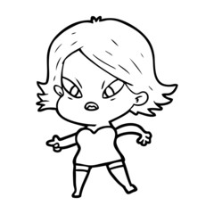 cartoon stressed woman