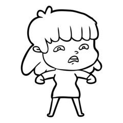 Obraz premium cartoon worried woman