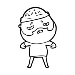 cartoon worried man with beard