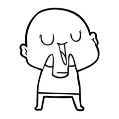 happy cartoon bald man