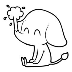 cute cartoon elephant spouting water