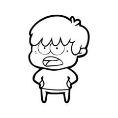 worried cartoon boy