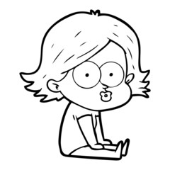 cartoon girl pouting