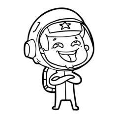 cartoon laughing astronaut
