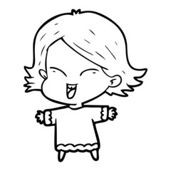 happy cartoon girl