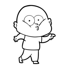 cartoon bald man staring