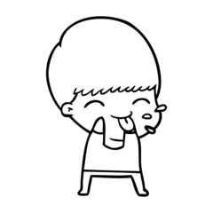 cartoon boy blowing raspberry