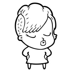 Obraz premium cartoon pretty hipster girl