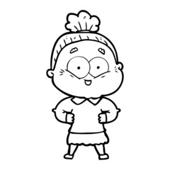 cartoon happy old woman