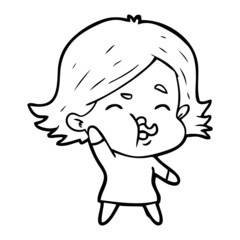 cartoon girl pulling face
