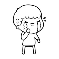 Obraz premium cartoon man crying