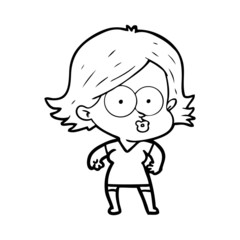cartoon girl pouting