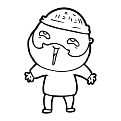 cartoon happy bearded man