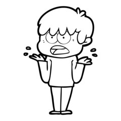 worried cartoon boy