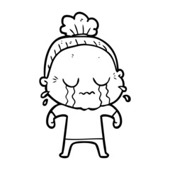 Fototapeta premium cartoon crying old lady