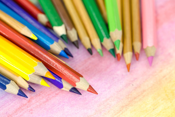 Large colored pencils close-up